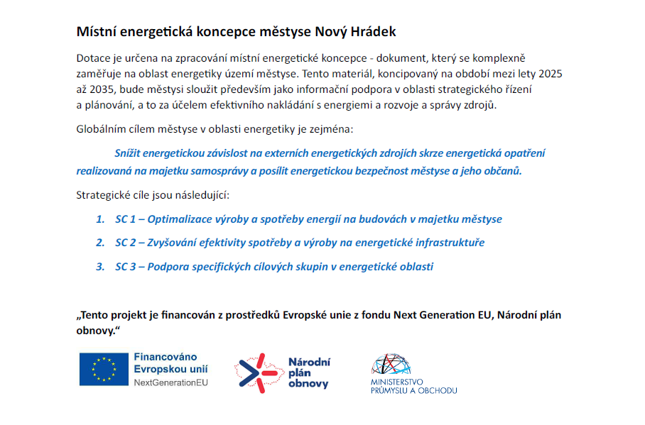 Místní energetická koncepce městyse Nový Hrádek