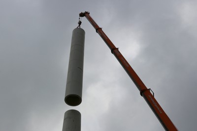 Výstavba rozhledny - demontáž tubusu