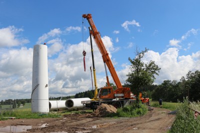 Výstavba rozhledny - demontáž tubusu