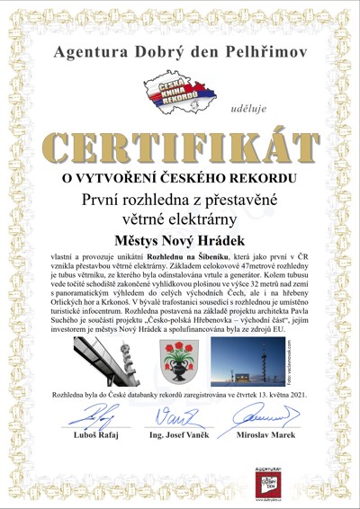 Český rekord: První rozhledna z přestavěné větrné elektrárny