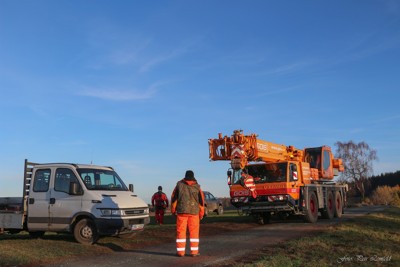 Výstavba rozhledny - montáž vyhlídkové plošiny