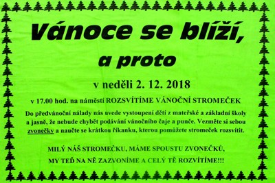 Rozsvěcení vánočního stromku 2018