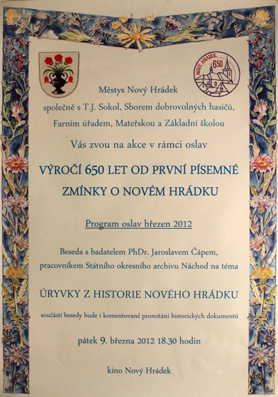 Beseda Úryvky z historie Nového Hrádku